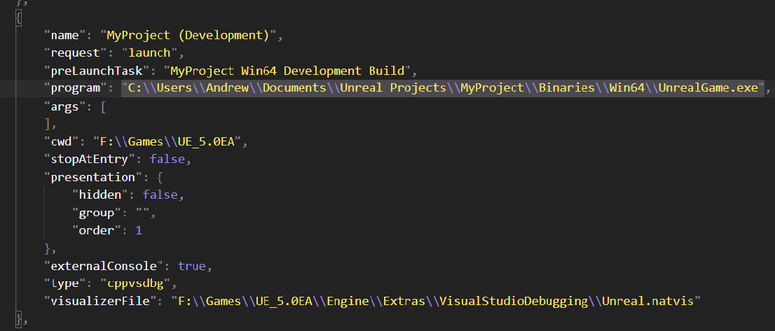 Broken project Exe line